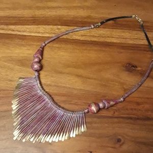 Vintage 90s boho girl purple and gold tone metal n